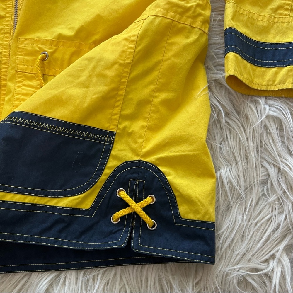 Vintage 90s Braetan Yellow Nautical Sailing Jacket Windbreaker Elbow Patch Men S - Picture 7 of 12